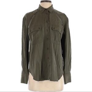 Free People Off Campus Long Sleeve Button Down Top Women’s Size XS Moss Green